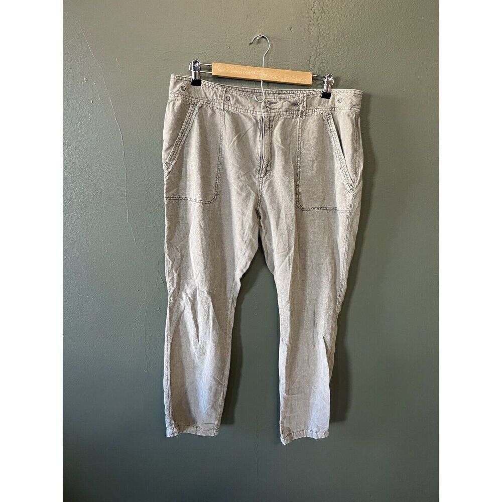 Sundance Womens Gray Basic Linen Cropped Pants Tapered Size 14